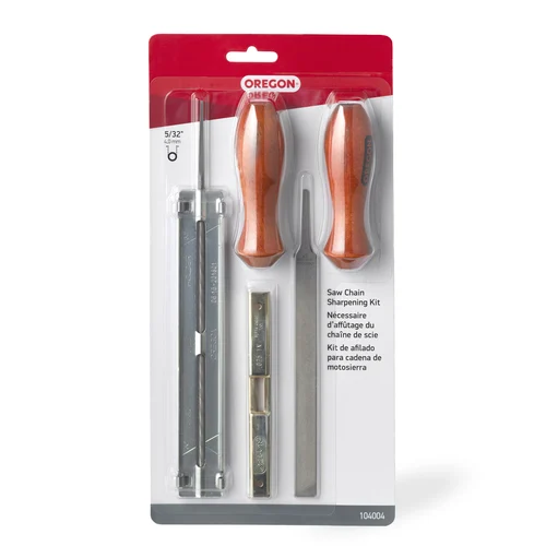 Oregon® Chainsaw Sharpening Kit – Includes File Guide, 5/32 in. Round File, Flat File and depth gauge adjustment tool 104004