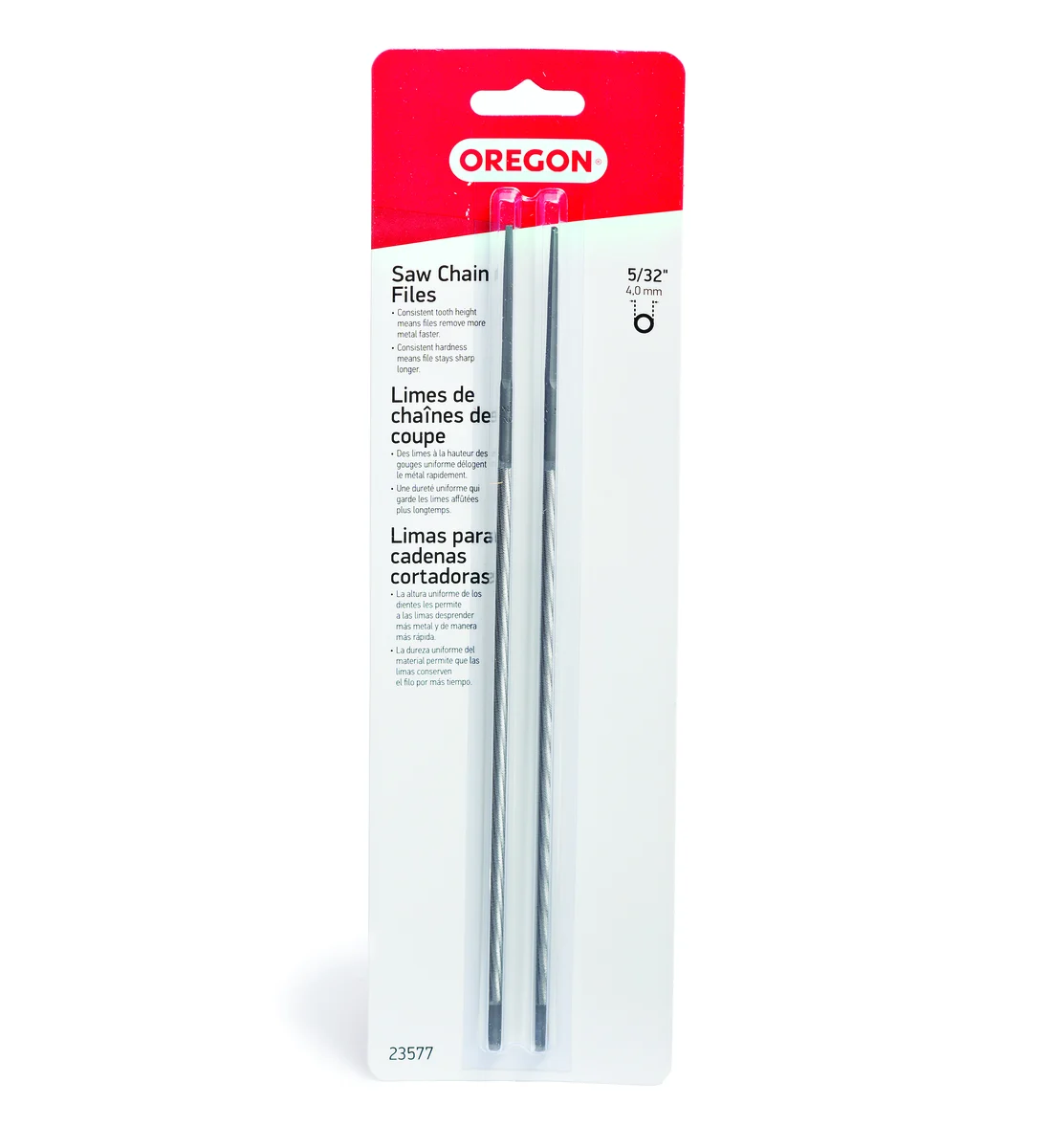 Oregon® 5/32 in. Round Saw Chain Files (2-Pack), for 3/8 in. low profile and 1/4 in. pitch saw chain 23577