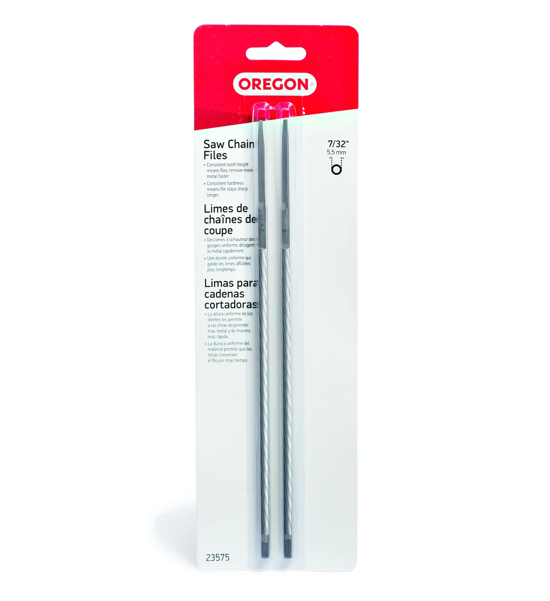 Oregon® 7/32 in. Round Saw Chain Files (2-Pack), for 3/8 in. and 0.404 in. pitch saw chain 23575